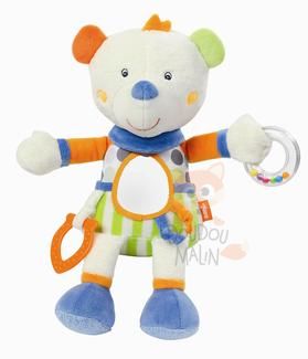  les gourmandises peluche dactivité ours blanc orange vert bleu 